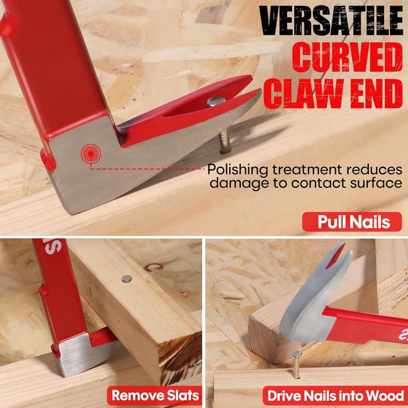 SHALL 3-Piece Nail Puller Tool Set, 12’’, 10’’, 8’’ - Heavy Duty & Mini Cats Paw Pry Bar, Utility Claw Bar, Wonder Bar, 40Cr Alloy Steel Crowbar Tool for Home Remolding & Woodworking - Image 4